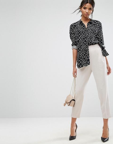 Asos - Pantaloni Stretti In Fondo A Vita Alta - Crema