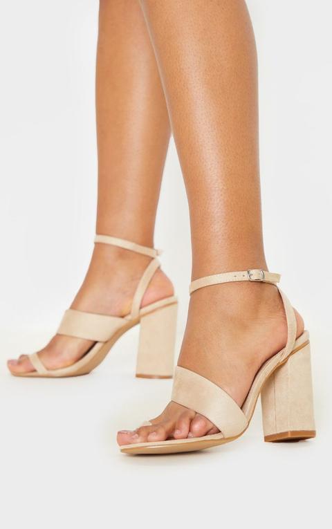 Nude Asymmetric Strap Toe Loop Block Heel Sandal, Pink