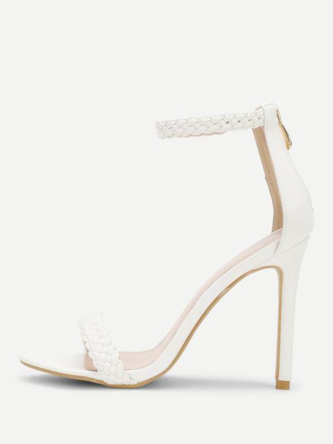 Gewebte Riemen Peep Toe Pu Sandalen