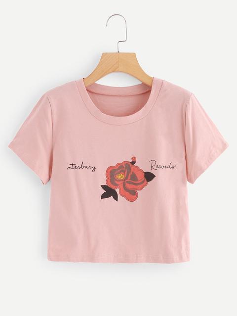 Camiseta Corta Con Estampado Floral