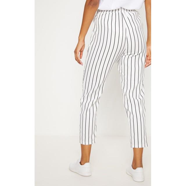 diya black pinstripe casual trousers