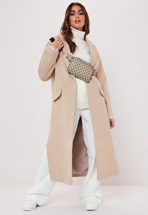 camel side split formal midaxi coat