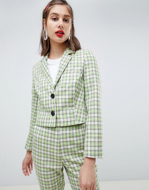 Asos Design Sartoriale - Blazer Giallo E Verde A Quadri - Multicolore