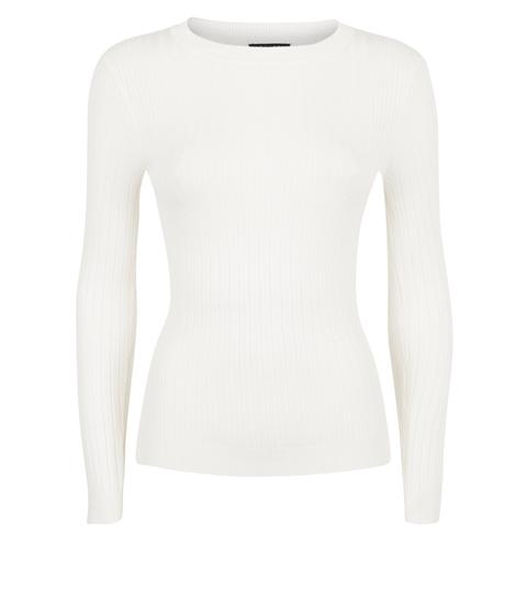 Petite Off White Ribbed Knit Jumper New Look