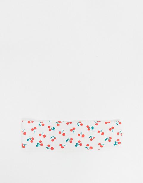 Asos Design Wide Jersey Headband In Cherry Print-white