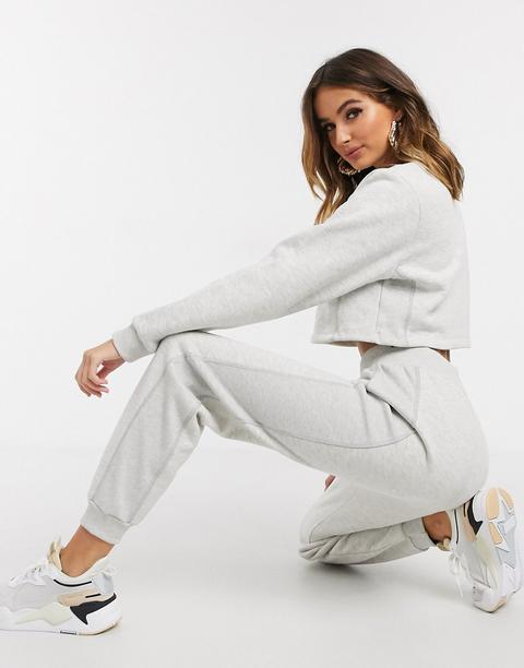 Asos Design Tracksuit Marl And Rib Panel Sweat / Jogger-pink