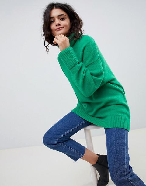 Asos Design - Maglione Ecologico Pesante Oversize Accollato - Verde