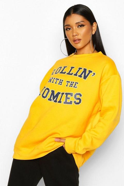 Sweat Oversize À Slogan Rolling With The Homies - Jaune - M, Jaune