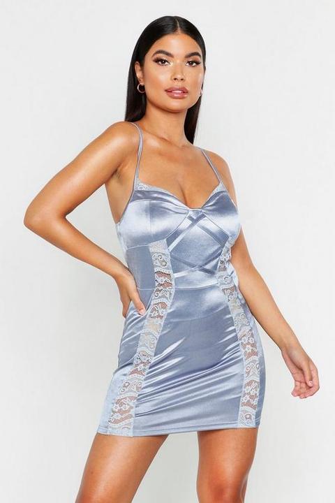 blue satin bodycon dress