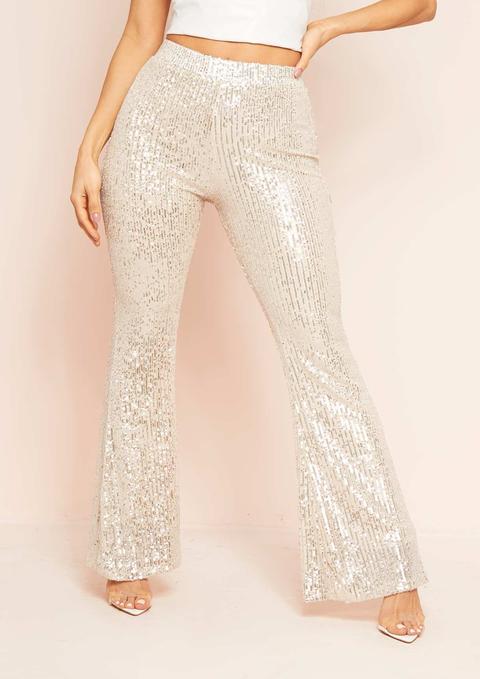 Hazel Silver Sequin Flare Trousers