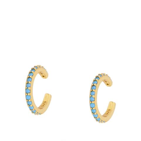 Pendientes Ear Cuff Multicirconitas Turquesa Gold