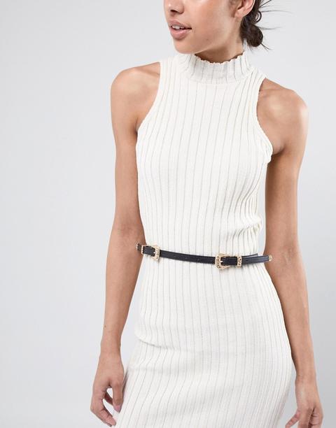 New Look - Cintura Stile Western Con Doppia Fibbia - Nero
