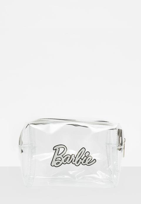Barbie X Missguided Silver Plastic Glitter Makeup Bag