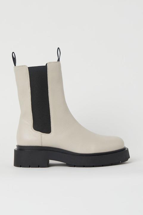 Botas Chelsea Con Plataforma - Beis