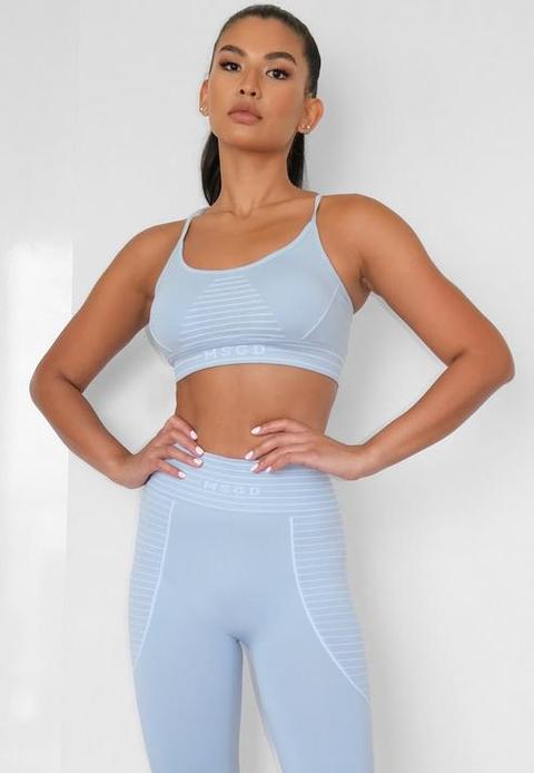 Blue Seamless Msgd Sports Bra, Blue