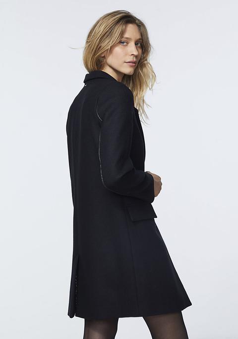 Manteau Mi-long City Noir En Majorité Laine Femme