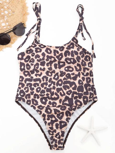 Leopard Cami Strap One Piece Swimsuit