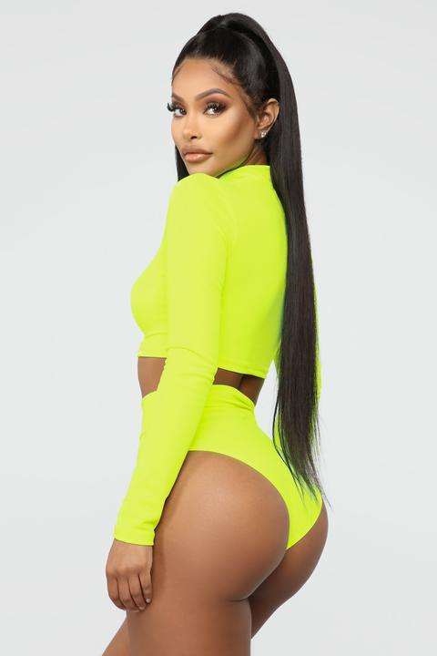 neon long sleeve bikini