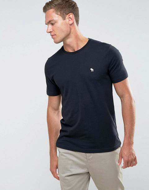 Camiseta De Corte Slim Negra Con Cuello Redondo Y Logo De Abercrombie & Fitch