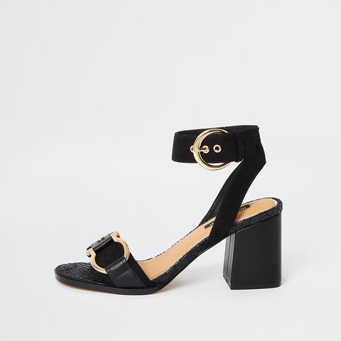 River island black hot sale block heel sandals