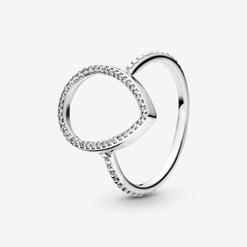 Pandora Teardrop Silhouette Ring - Sterling Silver / Clear