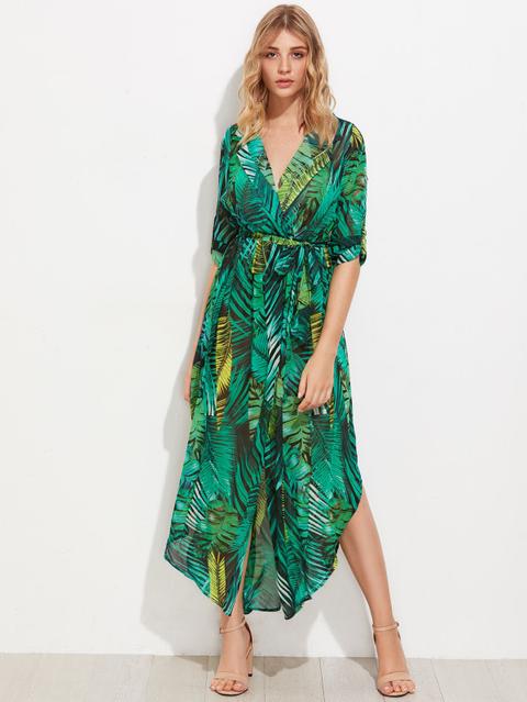 Vestido Con Estampado Y Bajo Redondeado