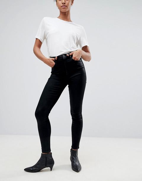 Asos Design 'sculpt Me' Premium Jeans In Black Coated