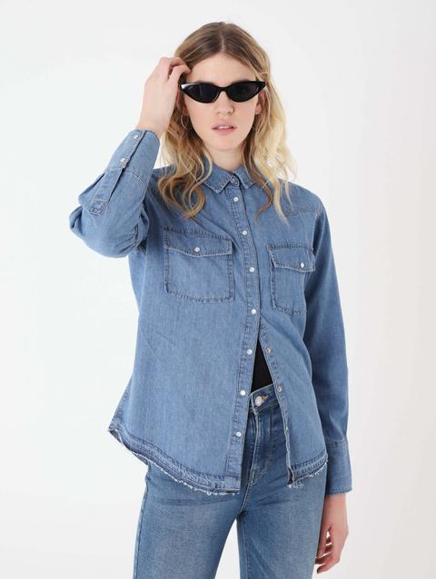 Camicia Denim Blu Denim Chiaro