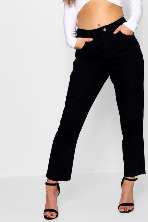 Petite Straight Leg Frayed Hem Jeans