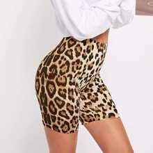 Shorts Leggings Con Estampado De Leopardo