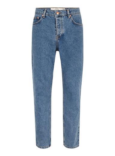 Mens Blue Mid Wash Rigid Tapered Jeans, Blue