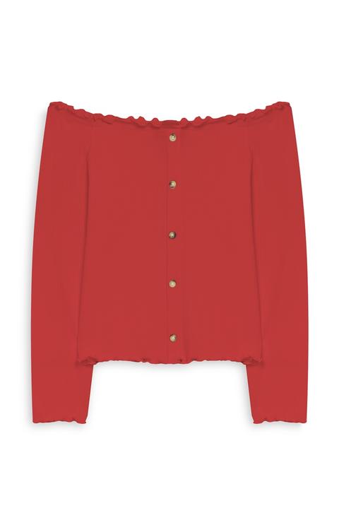 Top De Hombros Descubiertos Rojo