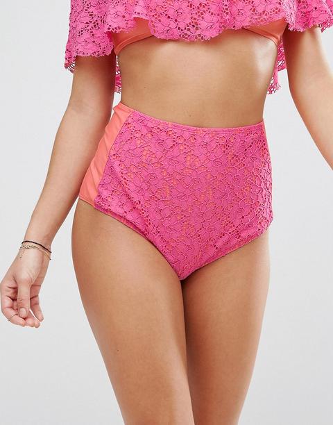 Prettylittlething - Slip Bikini A Vita Alta - Rosa