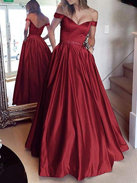 Maxi Dress Pizzo Drappeggiato Con Spalle Scollate Eleganti Vino Rosso
