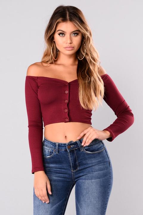 Talk That Talk Off Shoulder Top - Wine