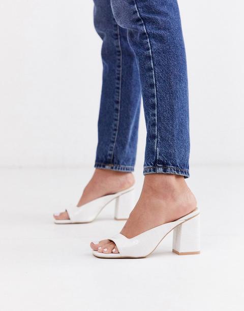 Raid Constance Square Toe Mule Sandals In White