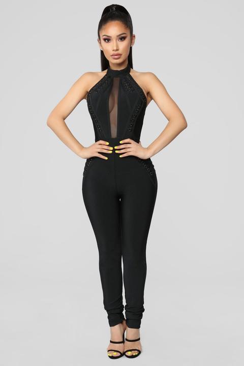 Rooftop Vibe Bandage Jumpsuit - Black