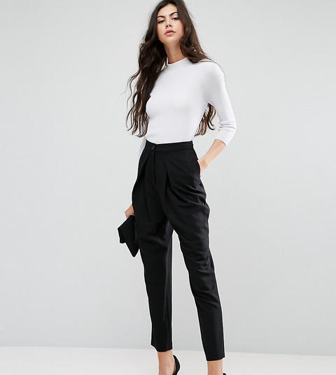 Asos Tall - Pantaloni Sartoriali Con Pinces A Portafoglio - Nero