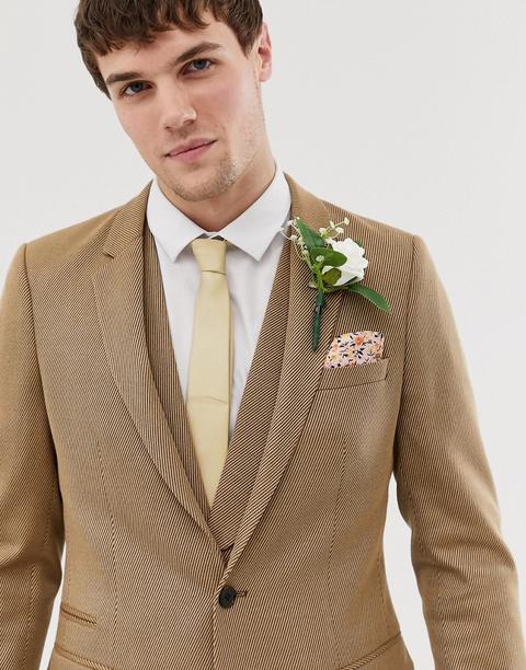 Asos Design Wedding Skinny Suit Jacket In Camel Twill From Asos On 21 Buttons