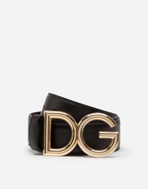 Reversible Belt In Dauphine Calfskin With Dg Logo