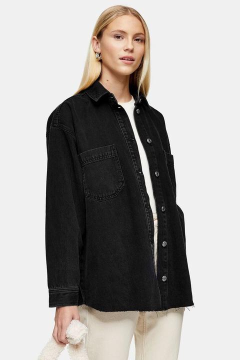 Washed Black Denim Shacket