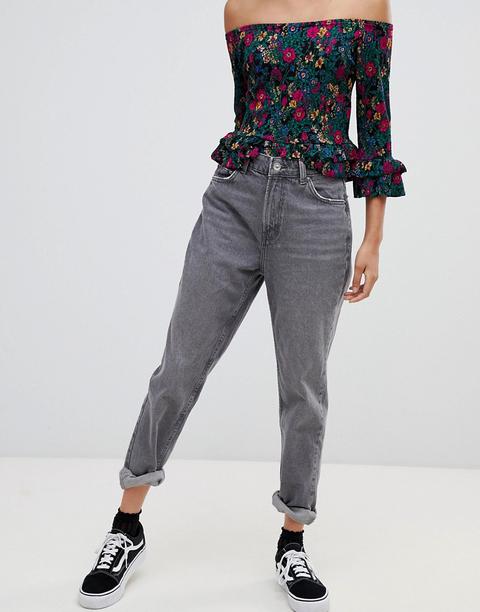 Bershka - Mom Jeans Grigi - Grigio