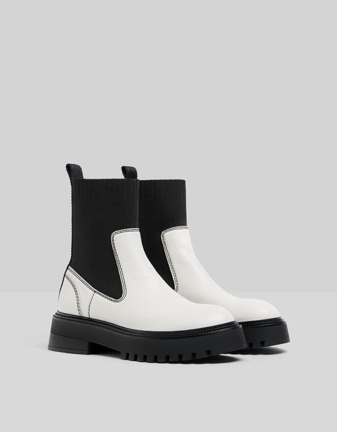 Bottines Chaussettes Plates Cuir