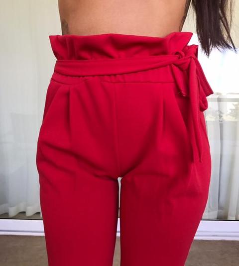 Rosie Tie Waist Trousers - Red (sale)