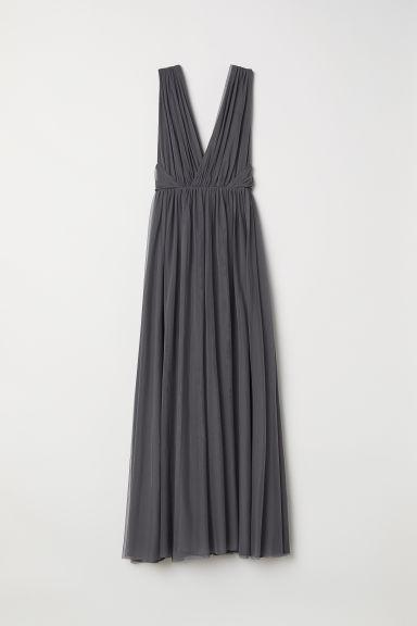 H & M - Abito Lungo In Mesh - Grigio