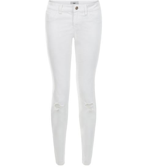 White Ripped Knee Skinny Jeans