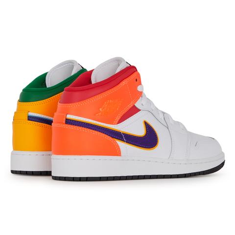 Air Jordan 1 Mid Jordan Blanc/orange/violet 36.5 Unisex from Courir on 21  Buttons