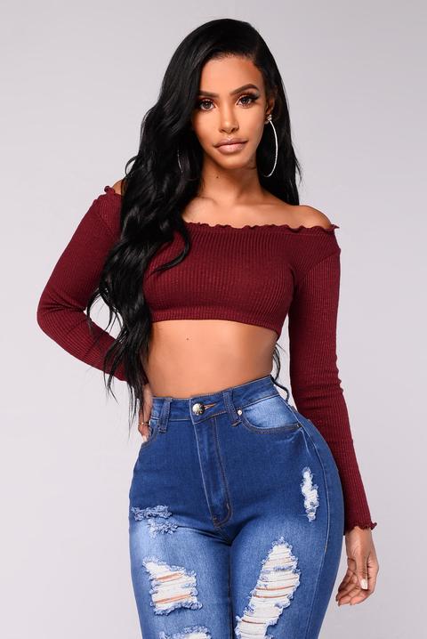 Kassie Crop Top - Burgundy