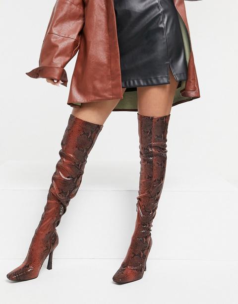 Botas Por Encima De La Rodilla Marrones De Estilo Serpiente Minar De Simmi London-marrón