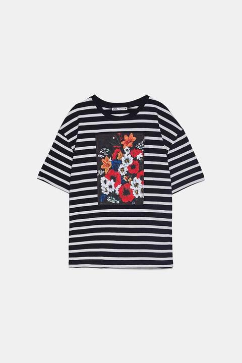 Camiseta Rayas Flores